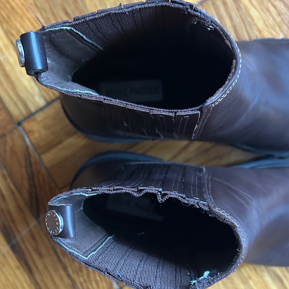 Steve Madden Brown Rankel Leather Lug Boots - Picture 8 of 14